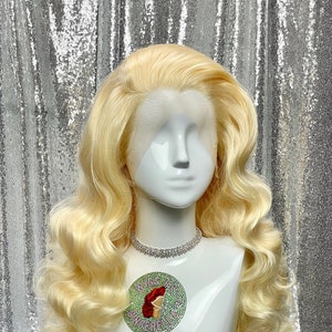 Custom Roller Set Lace Front Wig - Platinum Blonde Old Hollywood Vintage Waves Voluminous Curls