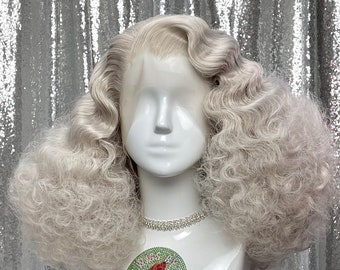 1970’s Inspired Lace Front Wig in Style "Stardust" - Made to Order - 70s curly wavy big beautiful burlesque glamour disco hair