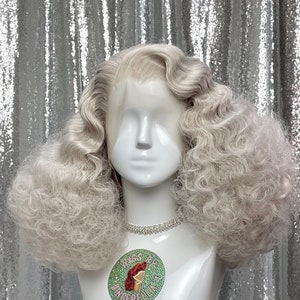 1970’s Inspired Lace Front Wig in Style "Stardust" - Made to Order - 70s curly wavy big beautiful burlesque glamour disco hair