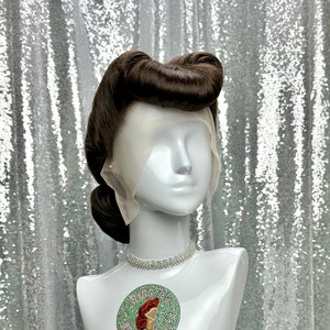 1940’s Inspired Lace Front Wig in Style “Business” - Made to Order - 1940 Style Victory Rolls Curly Wavy Pin Up Old Hollywood Glamour Hair