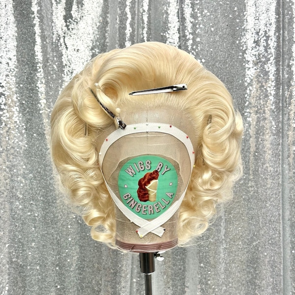 1950's Inspired Lace Front Wig in Style - Made to Order- Marilyn Monroe inspired cosplay old Hollywood platinum blonde 1950s 50s hair