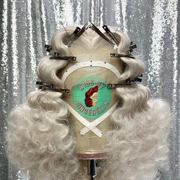 1940’s Inspired Lace Front Wig in Style “Coven” - Made to Order - Wavy Sleek Old Hollywood Wavy Glamorous Pin Up Burlesque Hair