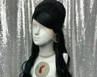 Perma-Tease Lace Front Wig in Style "Cat Eye" - 60's Inspired Beehive Wavy Half Updo Hair