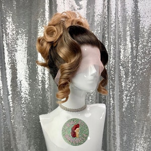 1950’s Inspired Lace Front Wig in Style “Crown” - Made to Order -  Old Hollywood Glamour 1950s Updo Curly Wavy Voluminous Hair