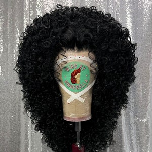 90’s Inspired Lace Front Wig in Style “Believe” - Made to Order - Big Curly 1990s Style Voluminous Hair Band Rock Star Afro Curls