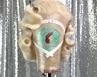 Custom Lace Front Wig in Style “Glam” - Made to Order -  1950's Inspired Old Hollywood Glamour Fingerwave Hair (Pearl)