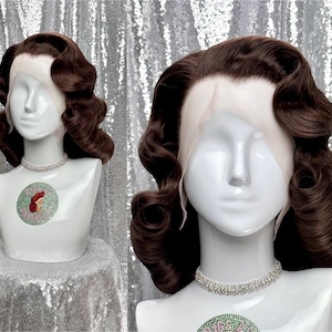 1950’s Inspired Lace Front Wig in Style “Glam” - Made to Order -  Old Hollywood Glamour 1950s House Wife Style Pin Up Hair Wavy