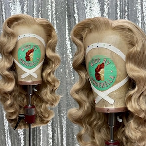 Custom Roller Set Lace Front Wig w/ Bangs - Made to Order - Curly Wavy Big Vintage Curls Hollywood Glamour Voluminous Hair