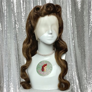 1940’s Inspired Lace Front Wig in Style “Dame” - Made to Order - 1940 Style Victory Rolls Curly Burlesque Pin Up Old Hollywood Glamour