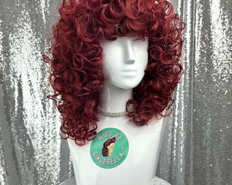 Custom Lace Front Wig in Style "Birdnest" - 70's Inspired Shag Cut Layered Curly Hair (Garnet)