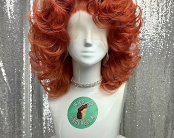 Custom Lace Front Wig in Style "Tease" - 80s Inspired Textured Teased Wavy Hair (Ginger Agate)