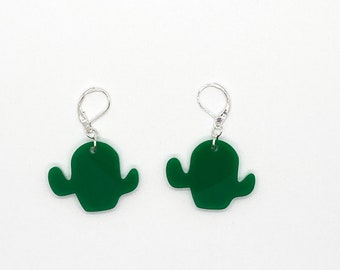 Lil’ Cactus Cuties | Green acrylic earrings