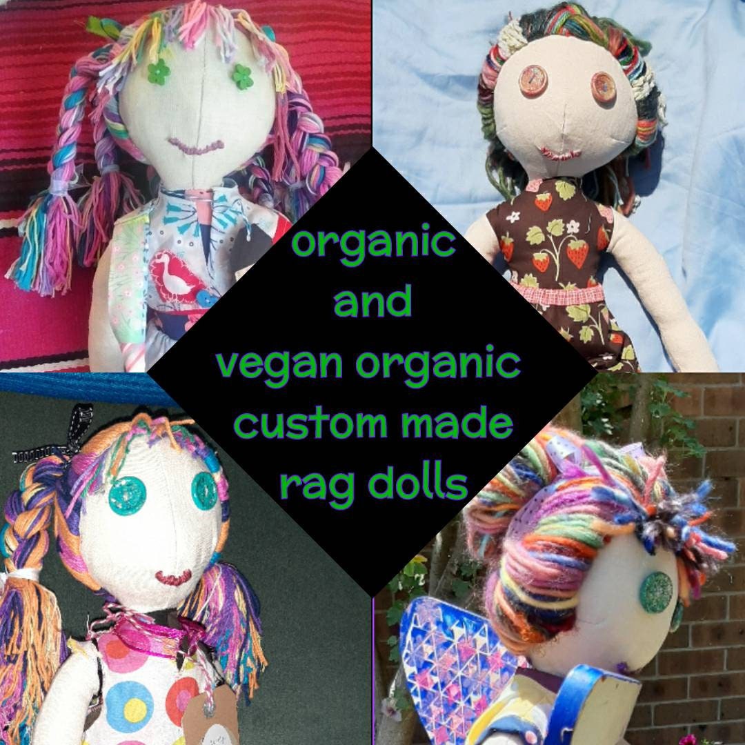Organic, Vegan Custom Rag Doll. Handmade to Order Using Organic Fabrics ...