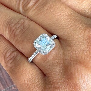 Cushion Cut And Round Cut Sides Moissanites Engagement Ring Set Halo Wedding Ring Women&#39;s Bridal Ring 14K Solid White Gold Propose Ring 2.00