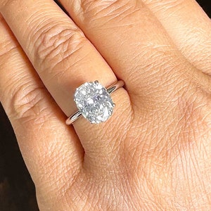 Solitaire Oval Shape Moissanite Engagement Ring Four Prong Wedding Ring Minimalist Bridal Ring 14K Solid White Gold Propose Ring 3.00ct