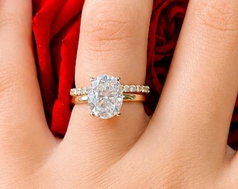 Oval Cut Diamond Engagement Ring And Matching Band Solitaire Ring IGI Certified 14k Solid Yellow Gold Bridal Ring Wedding Ring 5.30ctw G-VS2