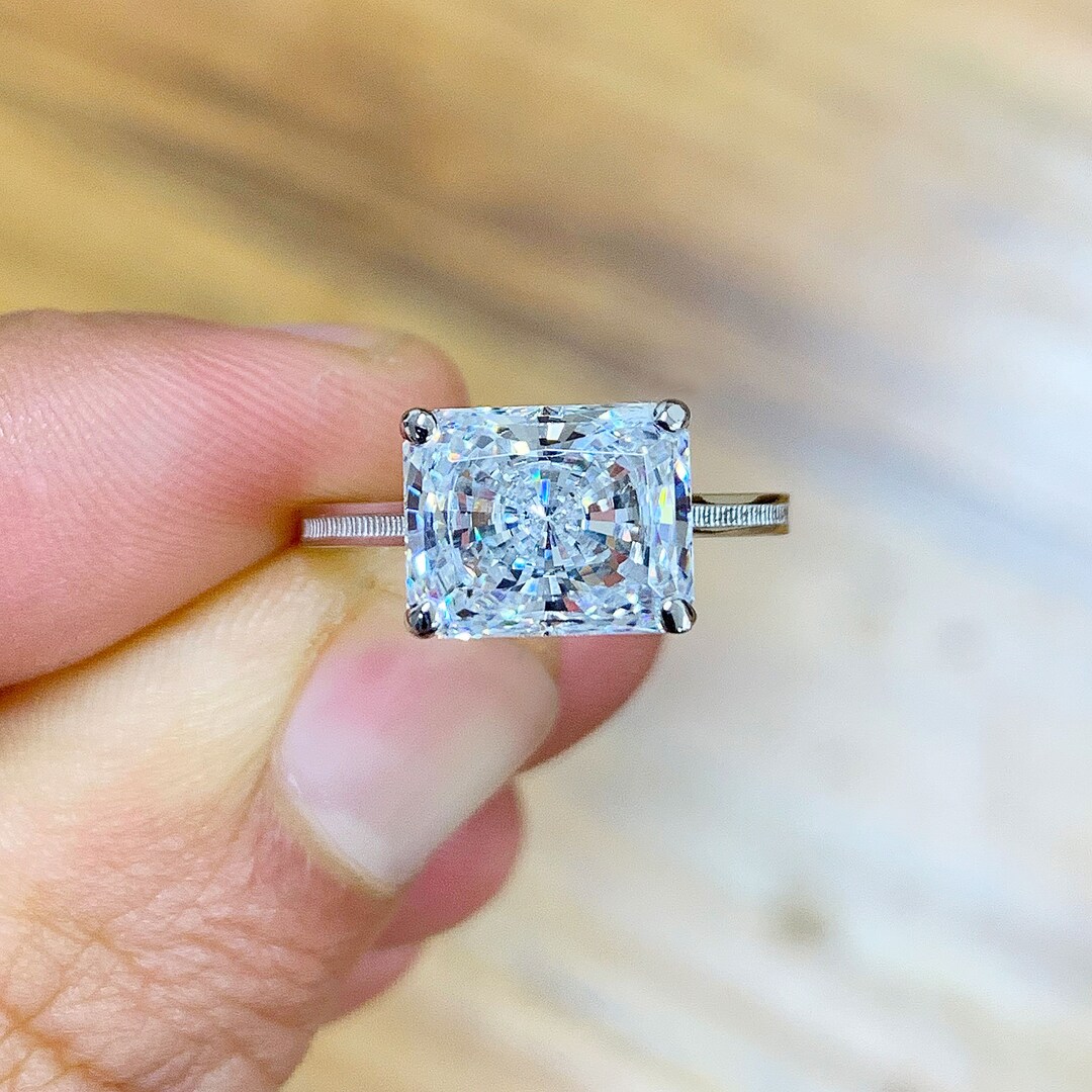 4.0CT Cushion Cut Engagement Ring - Sterling Silver Simulated Diamond Wedding Ring