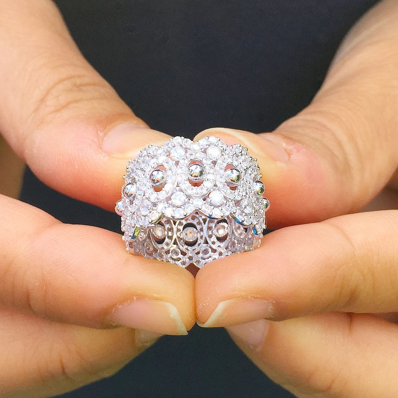 HUGE Eternity Band 12.50mm Ring Solid Sterling Silver .925 Anniversary