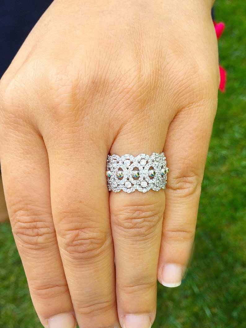 HUGE Eternity Band 12.50mm Ring Solid Sterling Silver .925 Anniversary