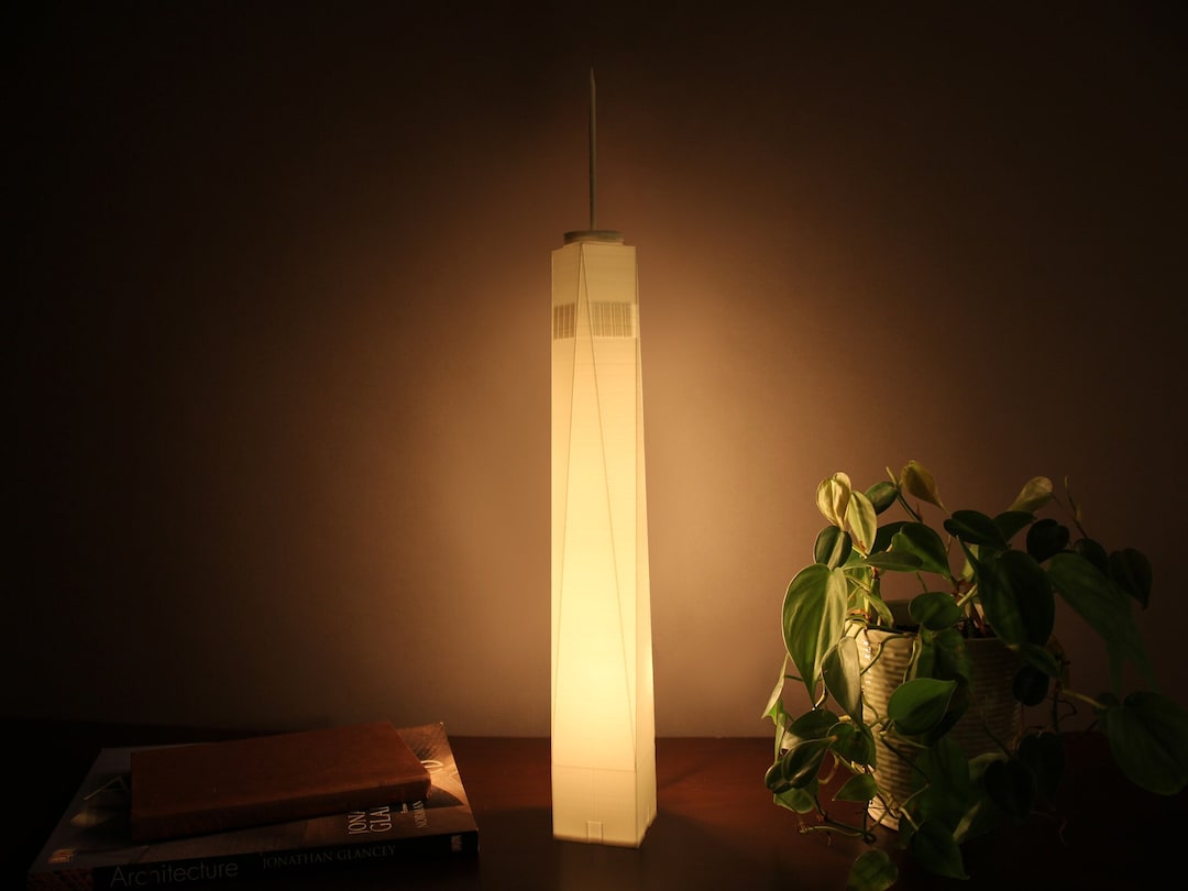 Freedom Tower Lamp, 3D Printed, White, Home Decor, Bedside Lamp, Table