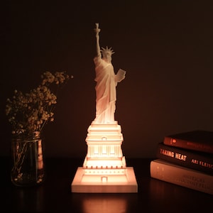 Statue of Liberty Lamp and Model, 3D Printed, White, Home Decor, Bedside Lamp, Table Centerpiece, Detailed Model, Handmade, Art Decor