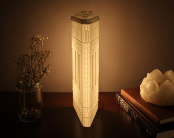 Flatiron Gebäude Lampe, 3D gedruckt, weiß, Nachttischlampe, Kunst Dekor, handgefertigt, Premium Qualität, New York City Lampen