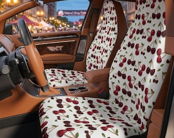 Fundas para asientos de coche con diseño realista de huerto de cerezos, edición con detalles realistas, juego de DOS