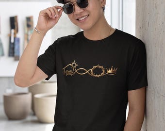 Jesus Timeline Shirt, Minimalist Christian Gospel Tee, Nativity Manger Crown of Thorns King of Kings Apparel, One Line Faith Graphic