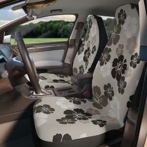 Hibiscus flowers only Car Seat Covers set of 2, beige, brown, tan, surf decor