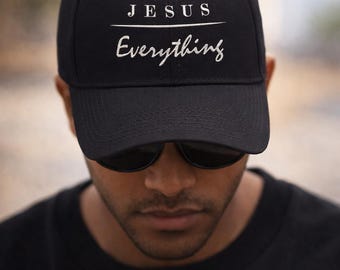 Jesus Over Everything Hat: Embroidered faith based dad hat