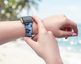 Blue Hibiscus Floral Watch Band | Apple Watch Compatible