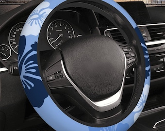 Funda para volante de hibisco azul, decoración floral tropical para coche, accesorio playero de neopreno, hawaiano, isla