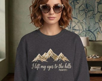 Sudadera "Alzo la vista a las colinas" / Diseño de montaña del Salmo 121