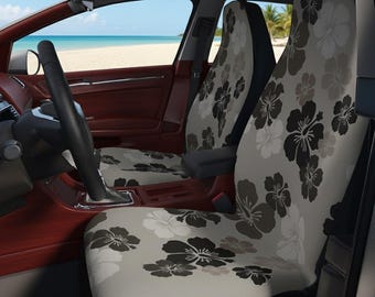 Hibiscus flowers only Car Seat Covers set of 2, beige, brown, tan, surf decor
