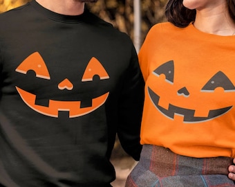 Happy pumpkin Halloween Crewneck Sweatshirt dark colors, plus size, big and tall