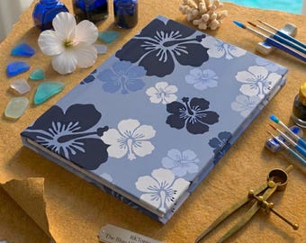 Blue Hibiscus Floral Hardcover Journal | Matte Notebook