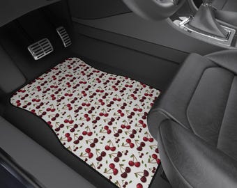 Alfombrillas delanteras para coche con diseño realista de huerto de cerezos (paquete de 2)