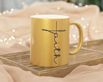 Taza metálica Faith (plata\oro)