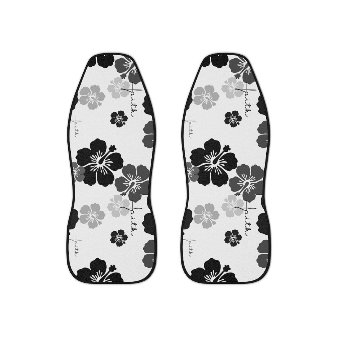 Faith Floral Car Seat Covers Black and White Hibiscus Flower Etsy