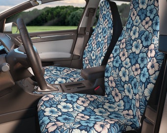 Juego de dos fundas para asientos de coche en color azul hibisco y melocotón