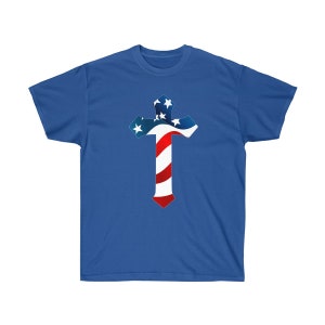 Flag Cross Christian T shirt Red White and Blue Colors, American Flag Cross, 4th of July, Independence day, religious, faith, for men