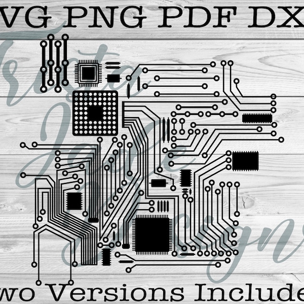 Circuit Board SVG | dxf, png, pdf | Complete File for Personal and Commercial Use, cut file for vinyl, print