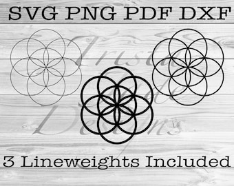 Samen des Lebens SVG, Heilige Geometrie digitale Datei für den persönlichen und kommerziellen Gebrauch, Dxf, Png, pdf, einfache geschnittene Datei für Papier, Vinyl, Holz, Druck