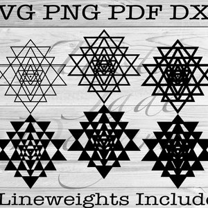 Shri Yantra Geometric SVG, plik cyfrowy Sacred Geometry do użytku osobistego i komercyjnego, dxf, png, pdf, plik do cięcia na papier, winyl, drewno, druk