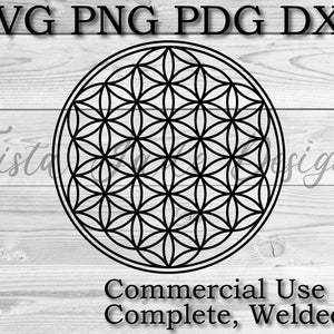 Blume des Lebens Heilige Geometrie | dxf, png, pdf | Komplette Datei für persönlichen und kommerziellen Gebrauch, geschnittene Datei für Papier, Vinyl, Holzdruck