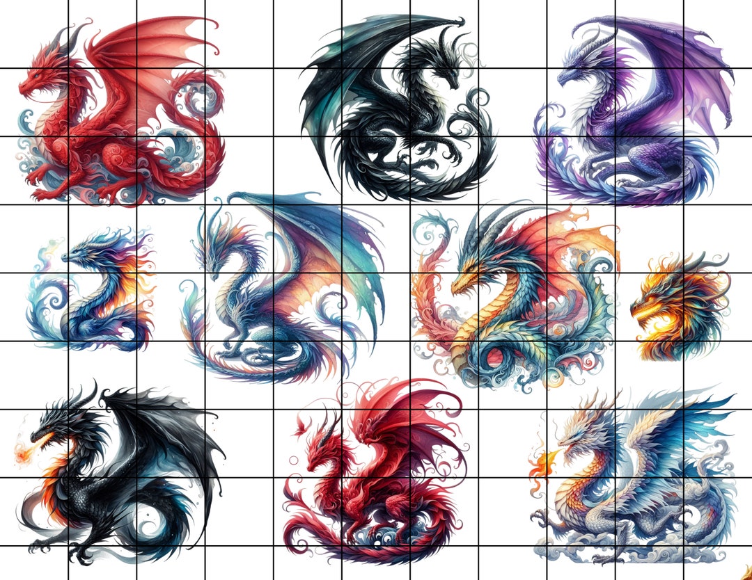 Fantasy Dragons 2 Full Color Transparency Resin Inclusion, No Adhesive ...