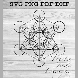 Cubo de Metatrón SVG, Archivo digital de geometría sagrada para uso personal y comercial, DXF PNG, archivo de corte simple para papel, vinilo, madera, impresión