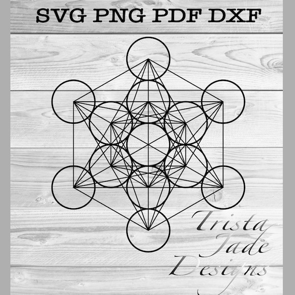 Metatron's Cube SVG, Sacred Geometry Digital File for Personal and Commercial Use, DXF PNG, simple cut file for paper, vinyl, wood, print