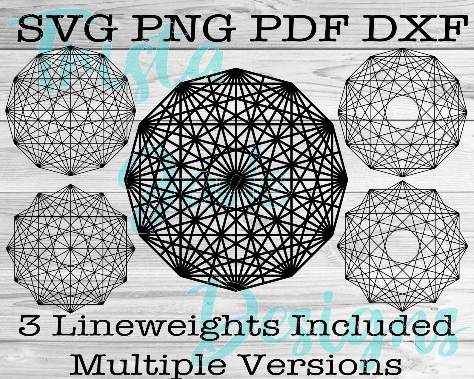 Dodecagon 12 Sided Sacred Geometry in Three Line Weights| Svg, Dxf, Png ...