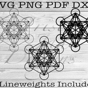 Metatron&#39;s Cube, Sacred Geometry Digital File for Personal and Commercial Use, dxf, png, pdf, simple cut file for paper, vinyl, wood, print